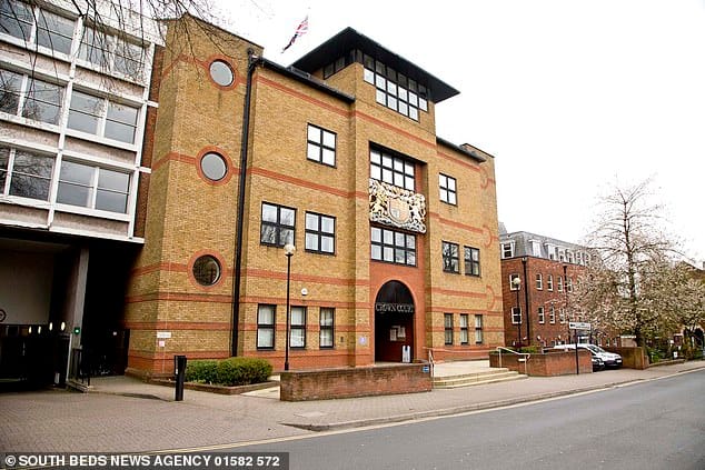 Luton Crown Court où Shy a comparu vendredi par liaison vidéo depuis le HMP Bedford, vêtu d'un survêtement gris de prison