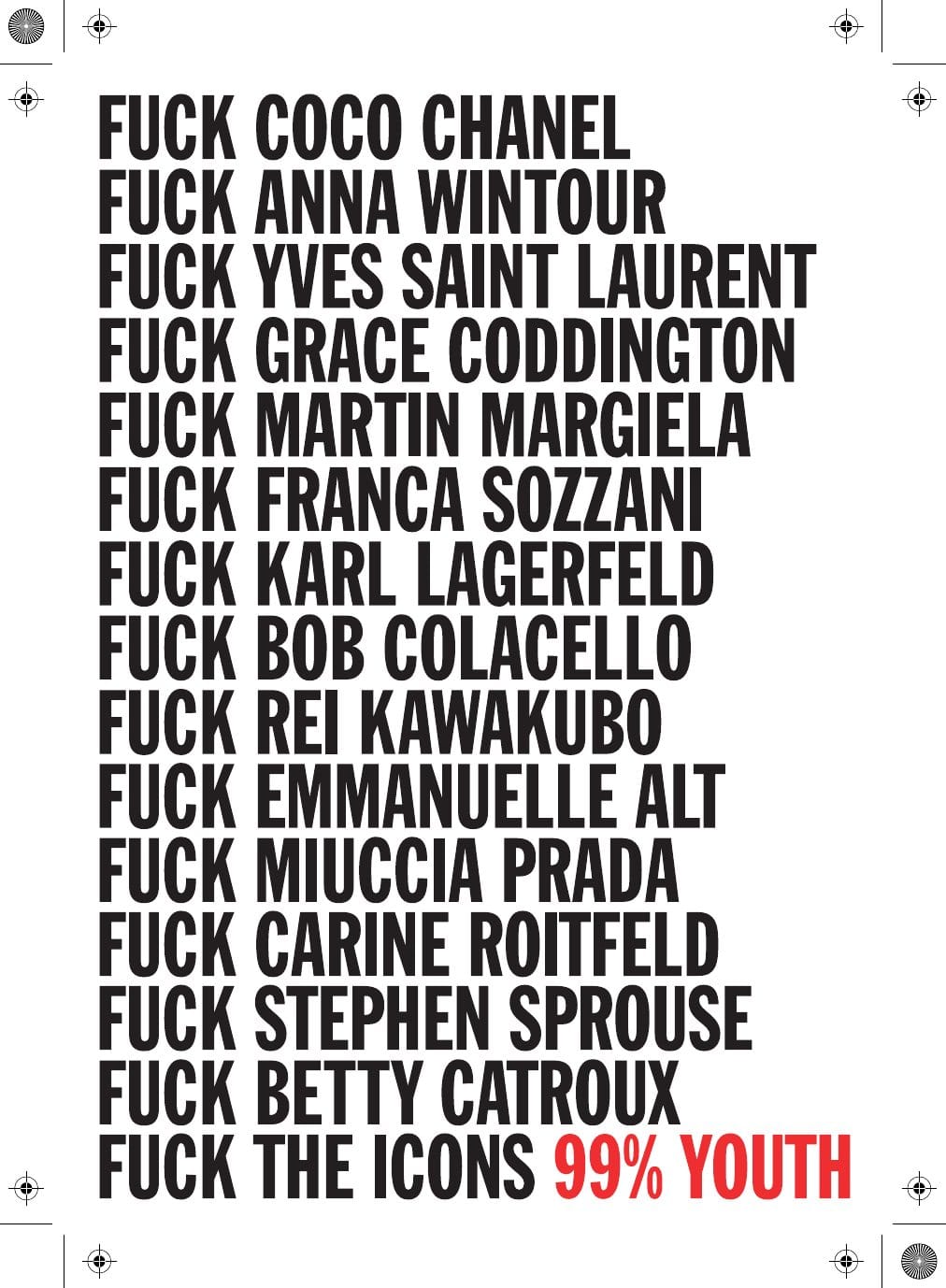 99% YOUTH · FUCK THE ICONS