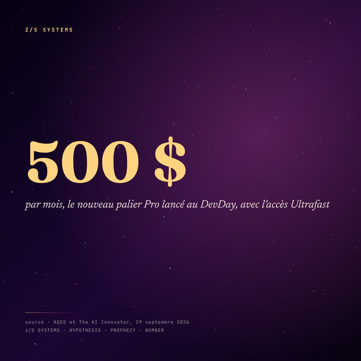 Panneau chiffre · 500 dollars par mois, le nouveau palier Pro d’OpenAI