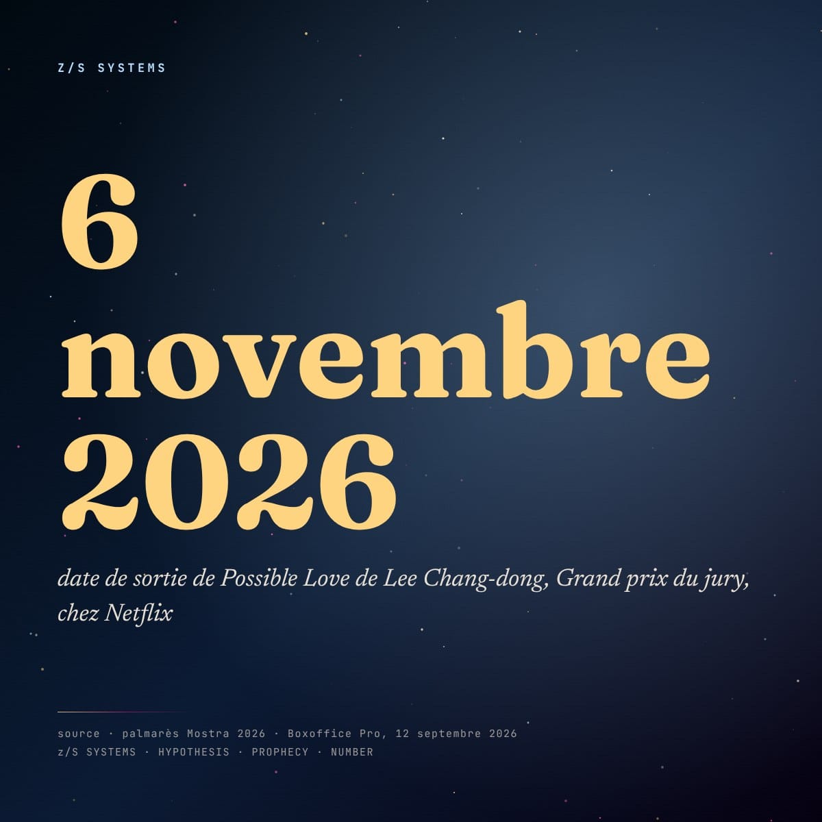 6 novembre 2026, date de sortie de Possible Love chez Netflix