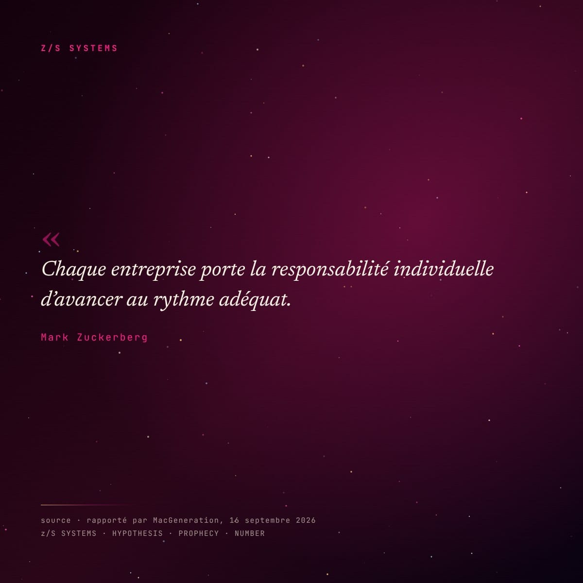Citation de Mark Zuckerberg sur la responsabilité individuelle d’avancer au rythme adéquat