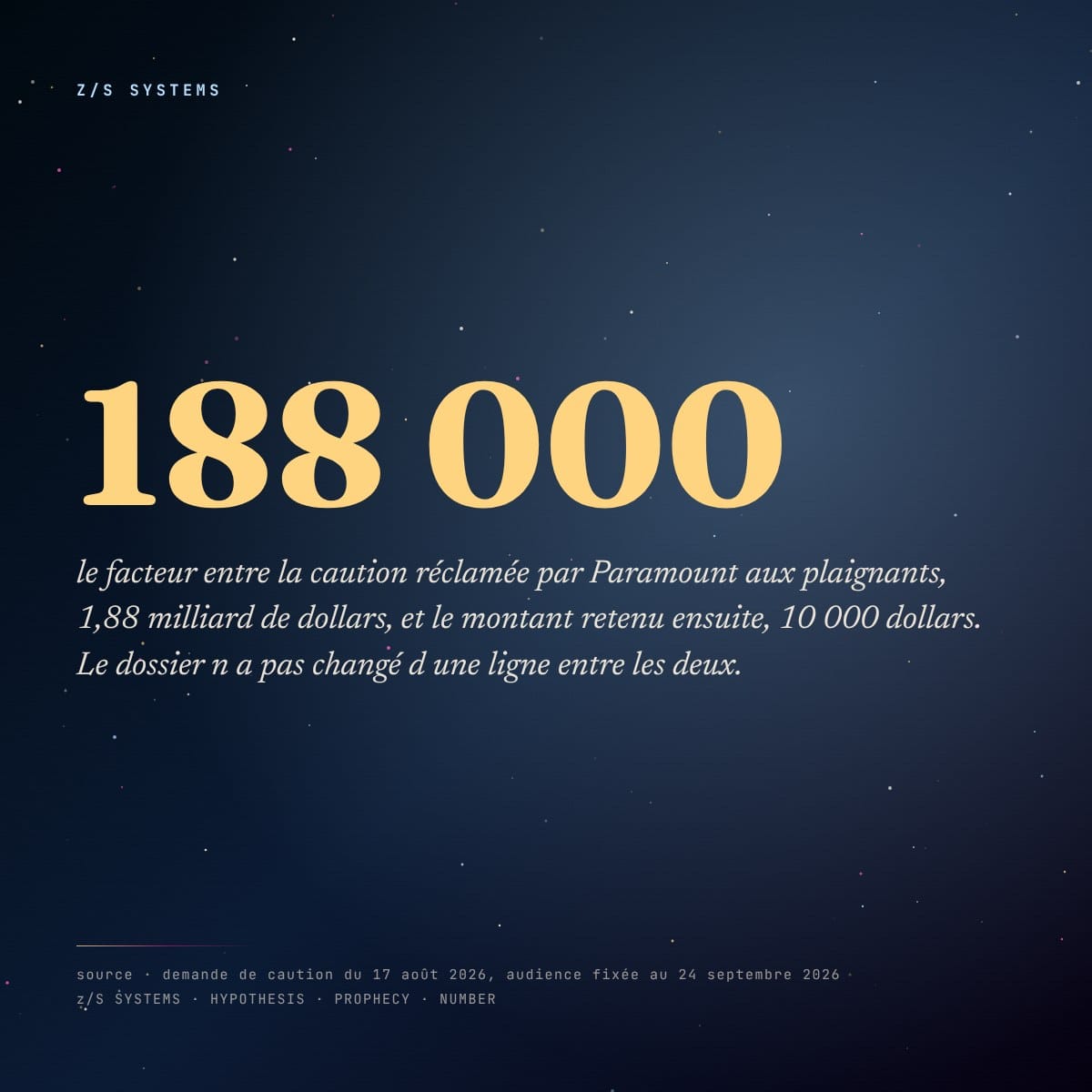 Le facteur 188 000 entre la caution réclamée et le montant retenu