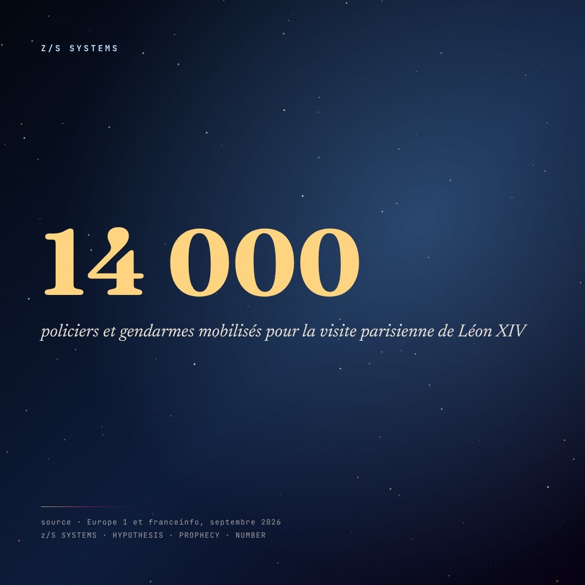 Panneau chiffré · 14 000 policiers et gendarmes pour la visite parisienne de Léon XIV