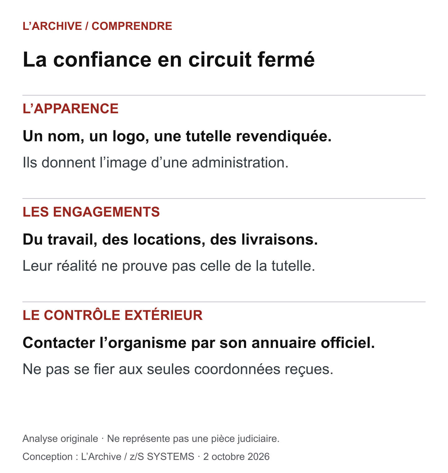 La confiance en circuit fermé, schéma expliqué dans les paragraphes voisins.