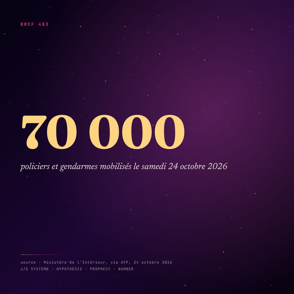 Panneau chiffré : 70 000 policiers et gendarmes mobilisés le 24 octobre 2026