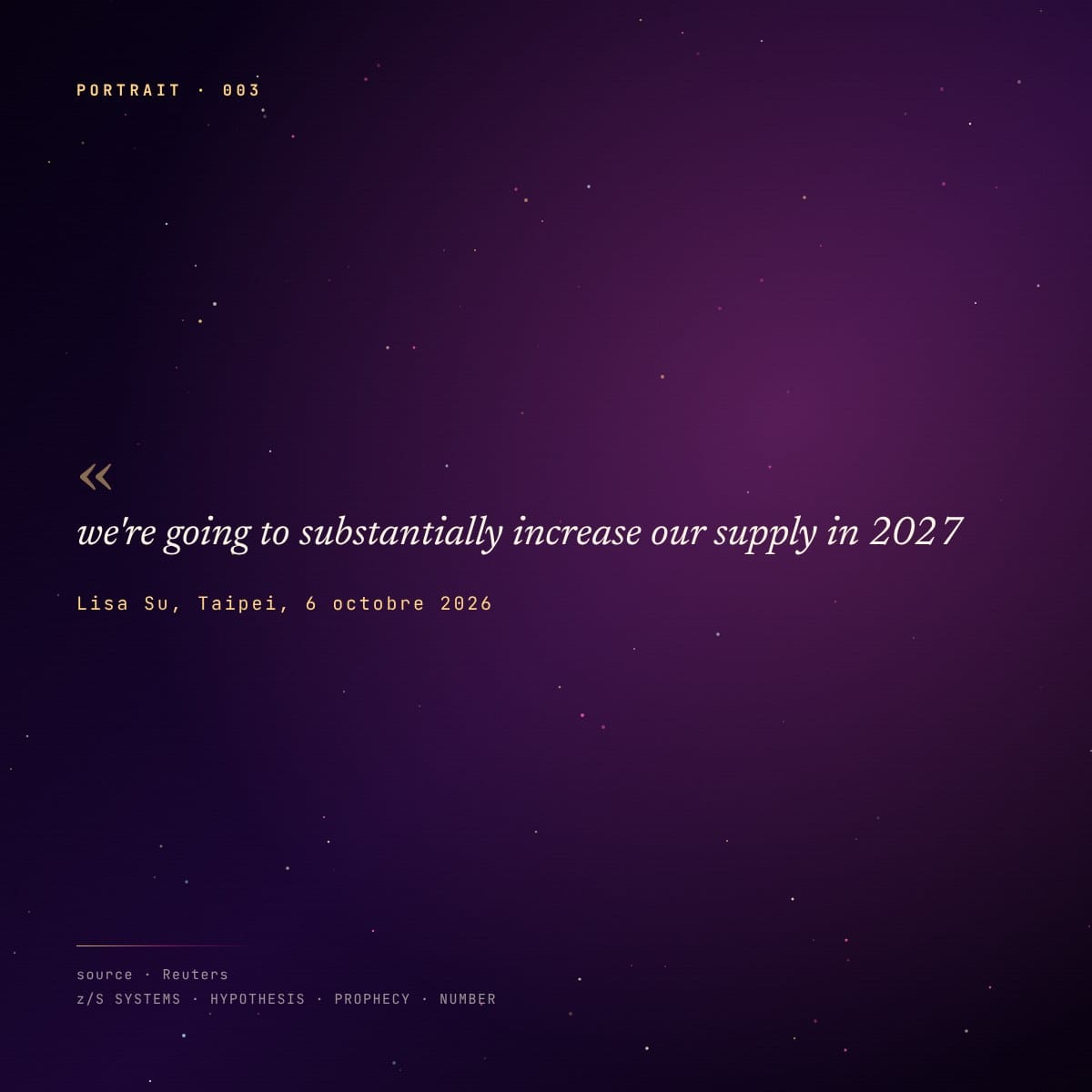 Panneau citation : Lisa Su à Taipei le 6 octobre 2026, hausse substantielle de l’offre en 2027