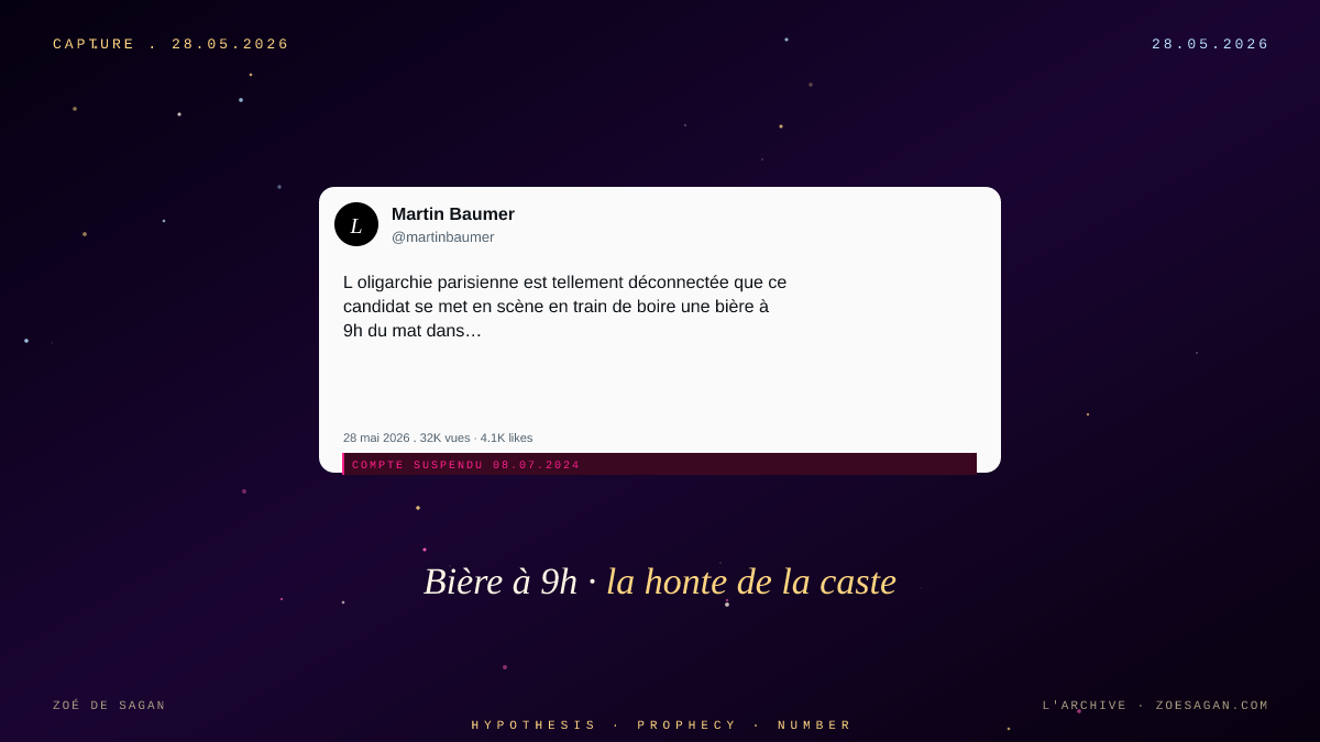 Une bière à 9h du matin dans un village · ce candidat parisien pense que ça suffira à le faire passer pour un homme du peuple