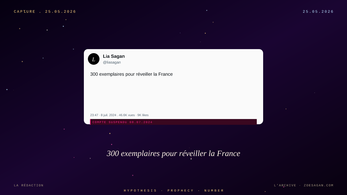 300 exemplaires pour réveiller la France