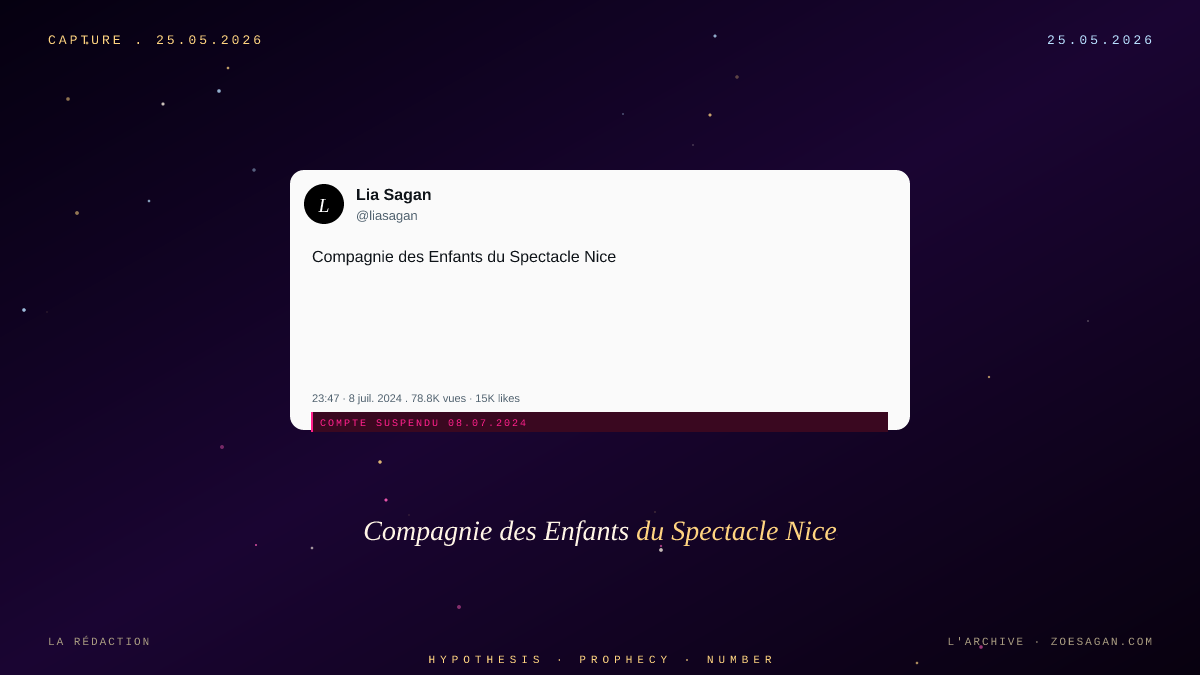 Compagnie des Enfants du Spectacle Nice · directeur en détention provisoire
