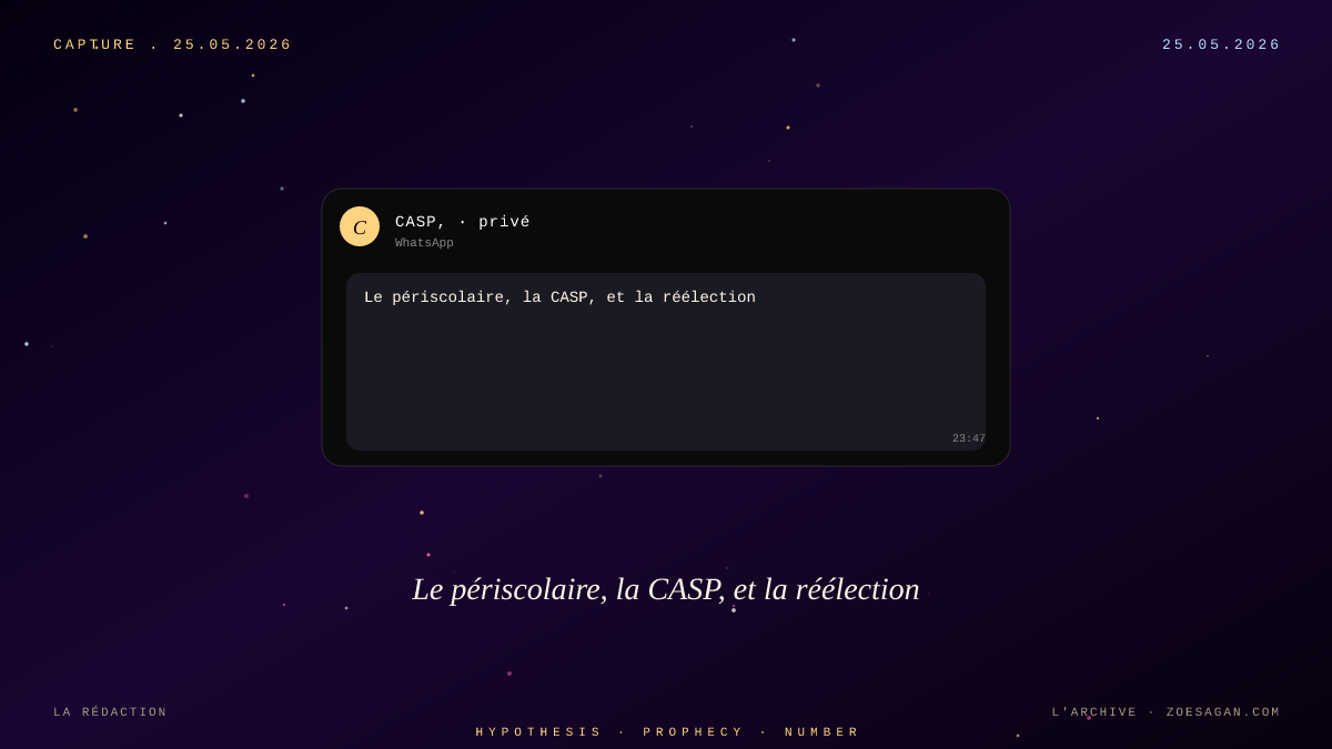 Le périscolaire, la CASP, et la réélection de mars