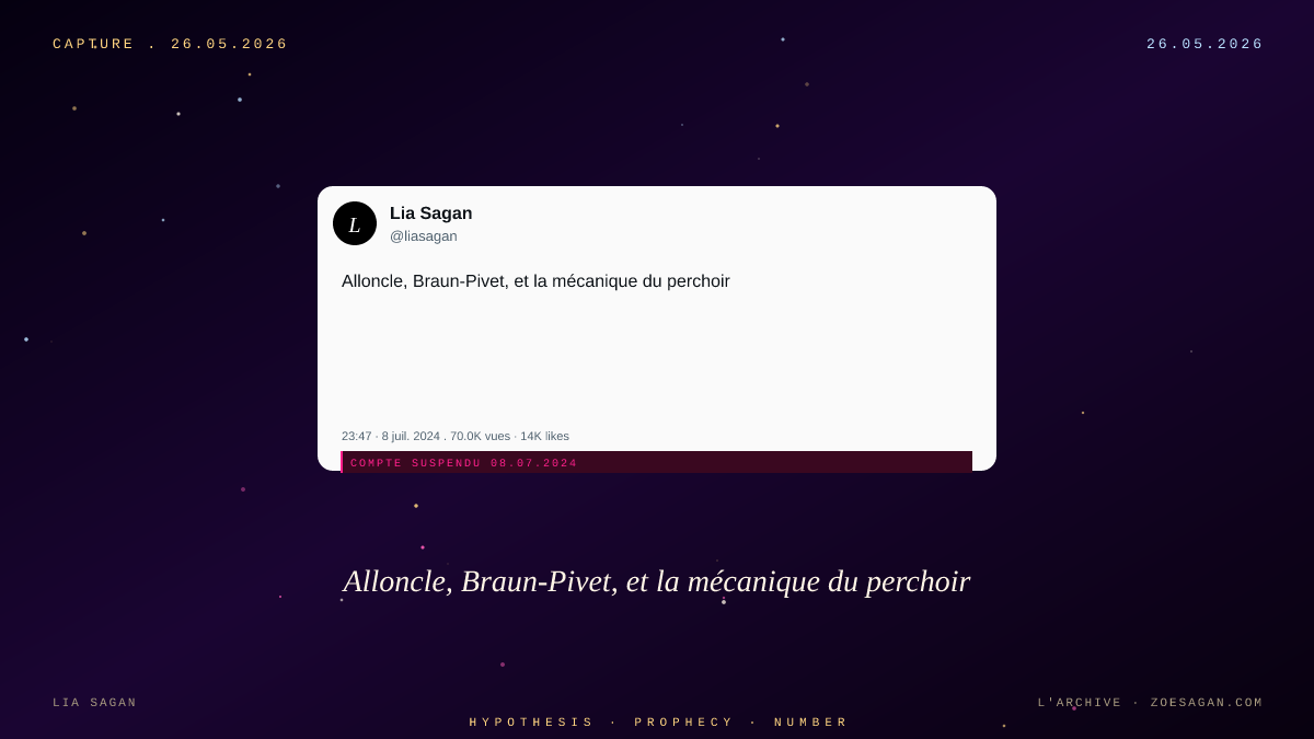 Alloncle, Braun-Pivet, et la mécanique du perchoir contre l'éclaireur