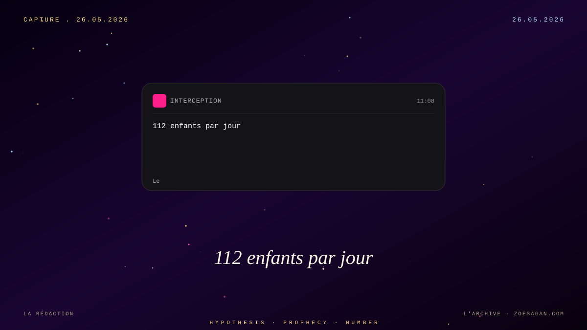 112 enfants par jour. Le pays compte ses fugues et tait ses fantômes.