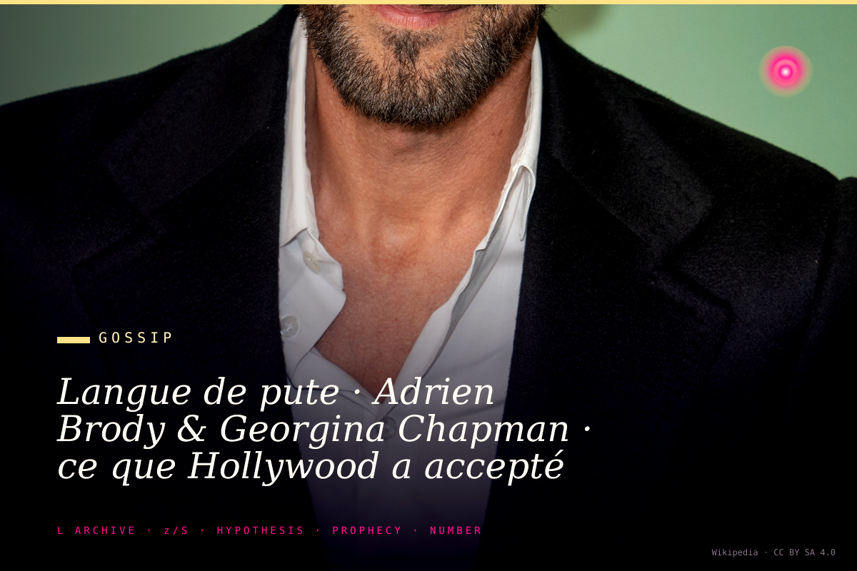 Langue de pute · Adrien Brody & Georgina Chapman · ce que Hollywood a accepté de ne pas dire