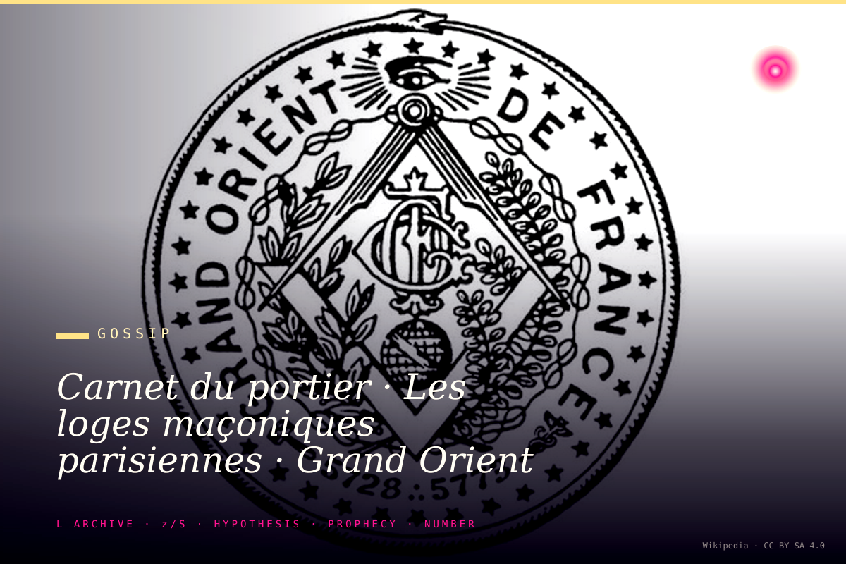 Carnet du portier · Les loges maçoniques parisiennes · Grand Orient rue Cadet · ce que documente la presse spécialisée