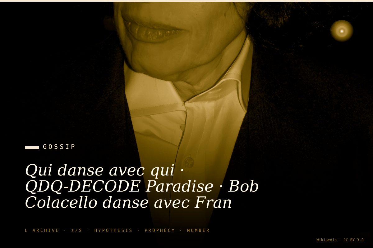 Qui danse avec qui · QDQ-DECODE Paradise · Bob Colacello danse avec Fran Lebowitz · la voix mondaine NYC post-Warhol