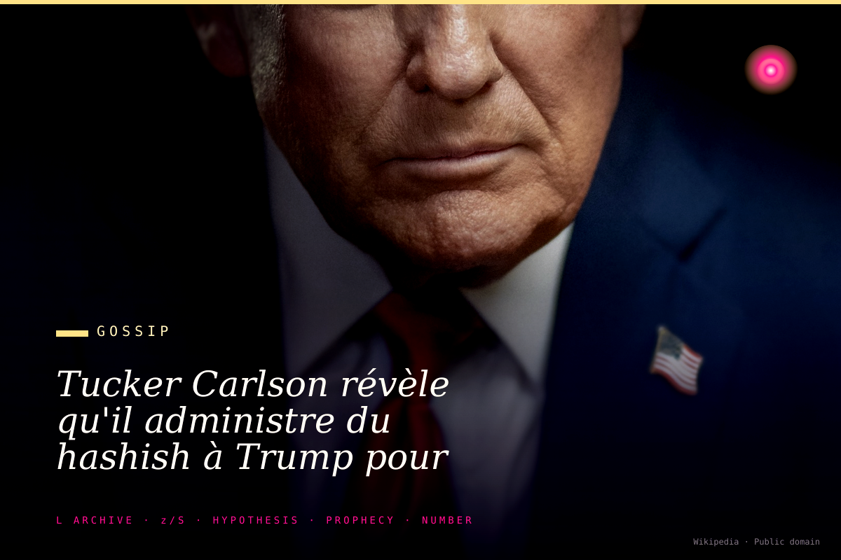Tucker Carlson révèle qu'il administre du hashish à Trump pour activer un composant surnaturel.