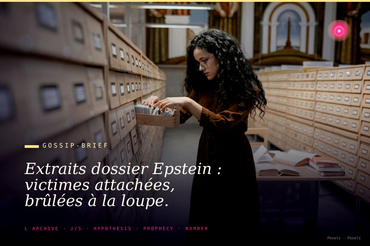 Extraits dossier Epstein : victimes attachées, brûlées à la loupe. Archives documentées.
