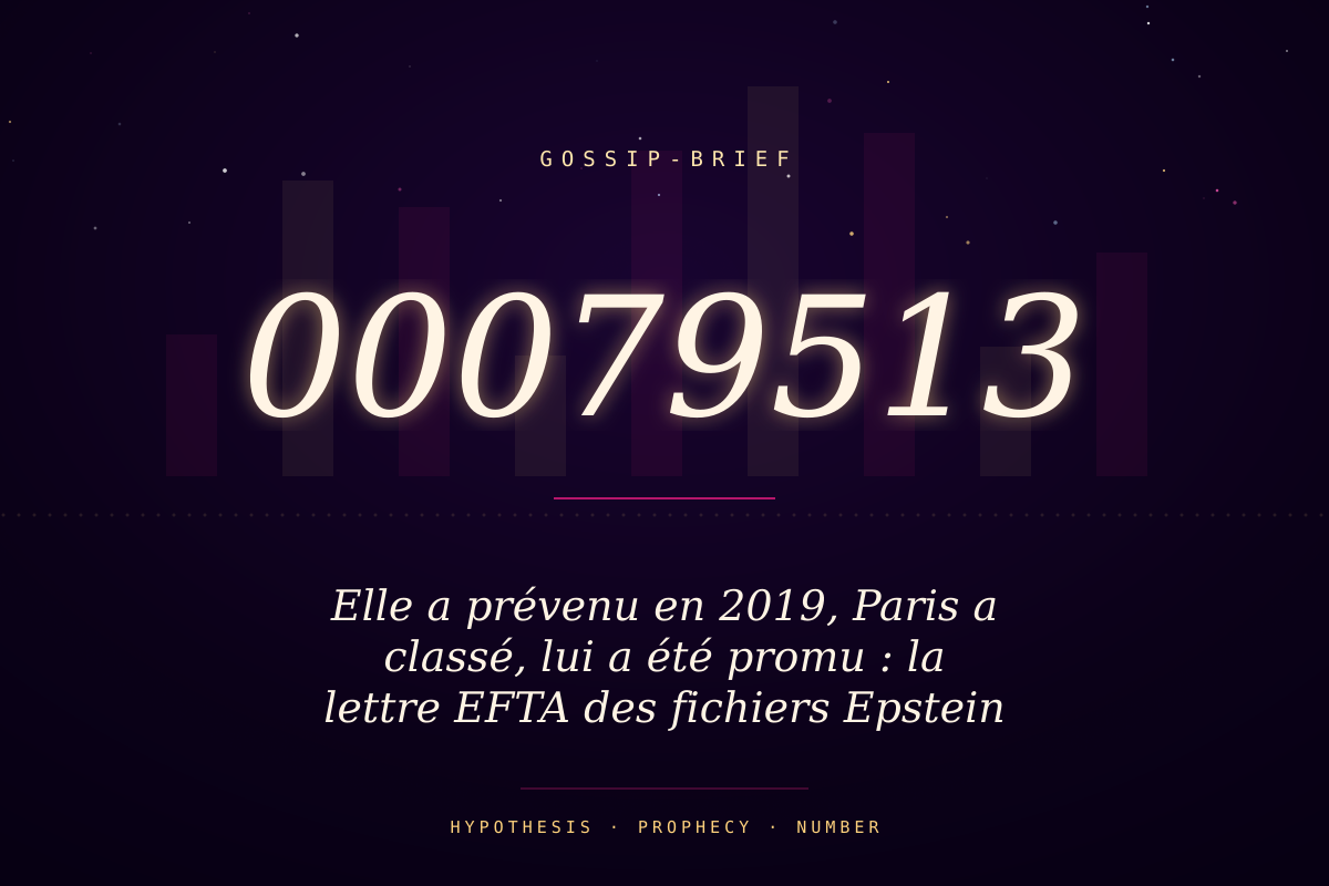 Elle a prévenu en 2019, Paris a classé, lui a été promu : la lettre EFTA00079513 des fichiers Epstein et la trajectoire 