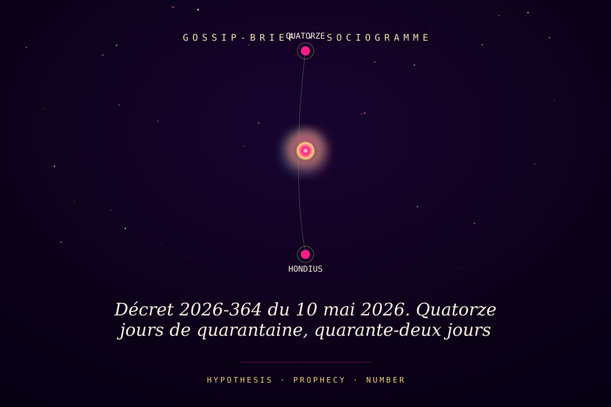 Décret 2026-364 du 10 mai 2026. Quatorze jours de quarantaine, quarante-deux jours maximum, pour les rapatriés du MV Hon