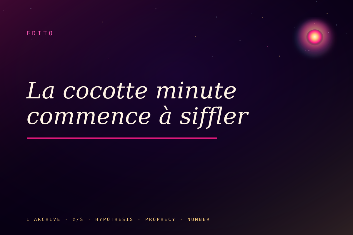 La cocotte minute commence à siffler