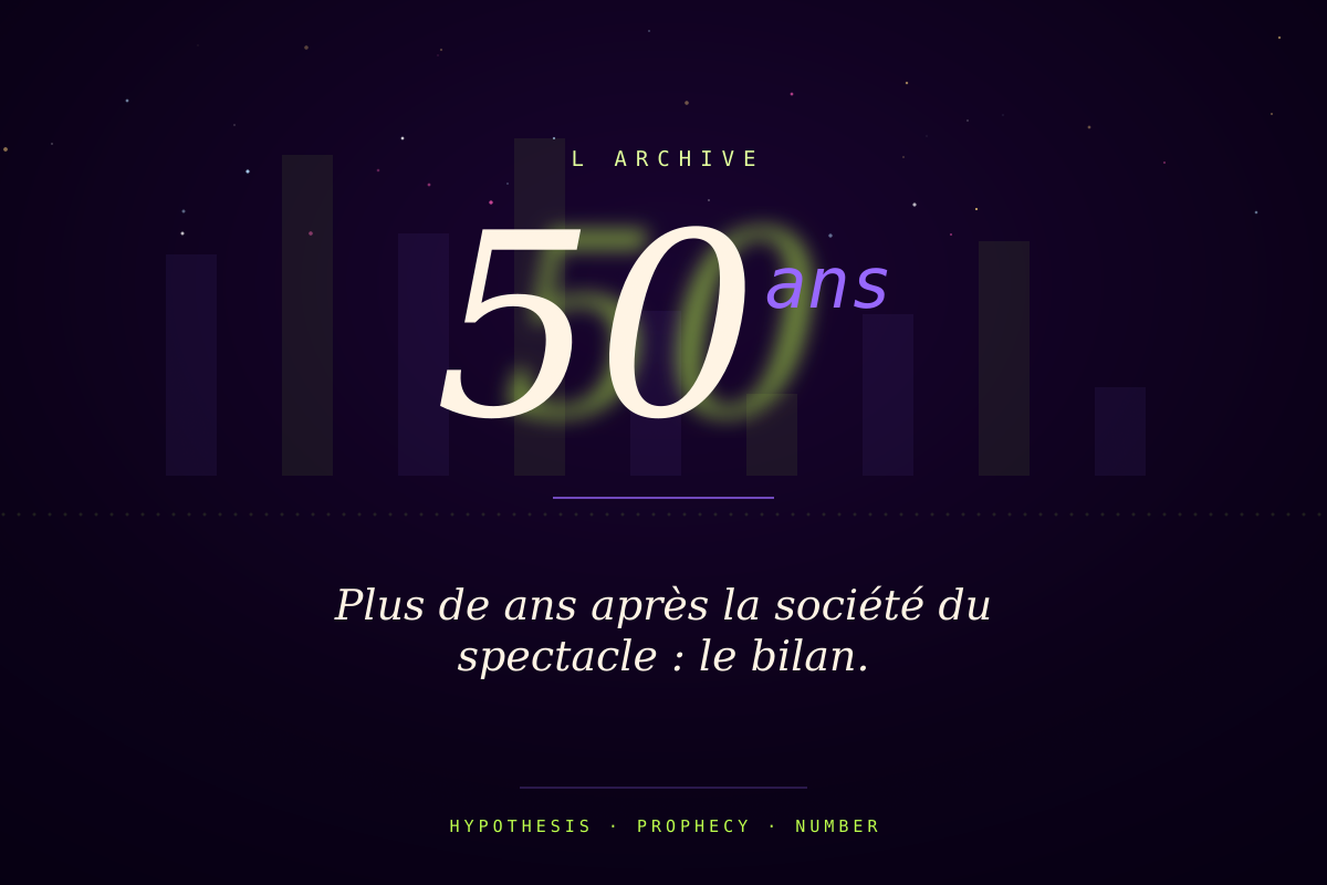 Plus de 50 ans après la société du spectacle : le bilan.