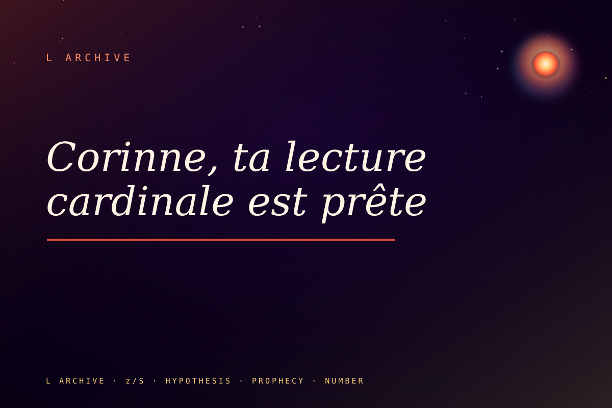 Corinne, ta lecture cardinale est prête