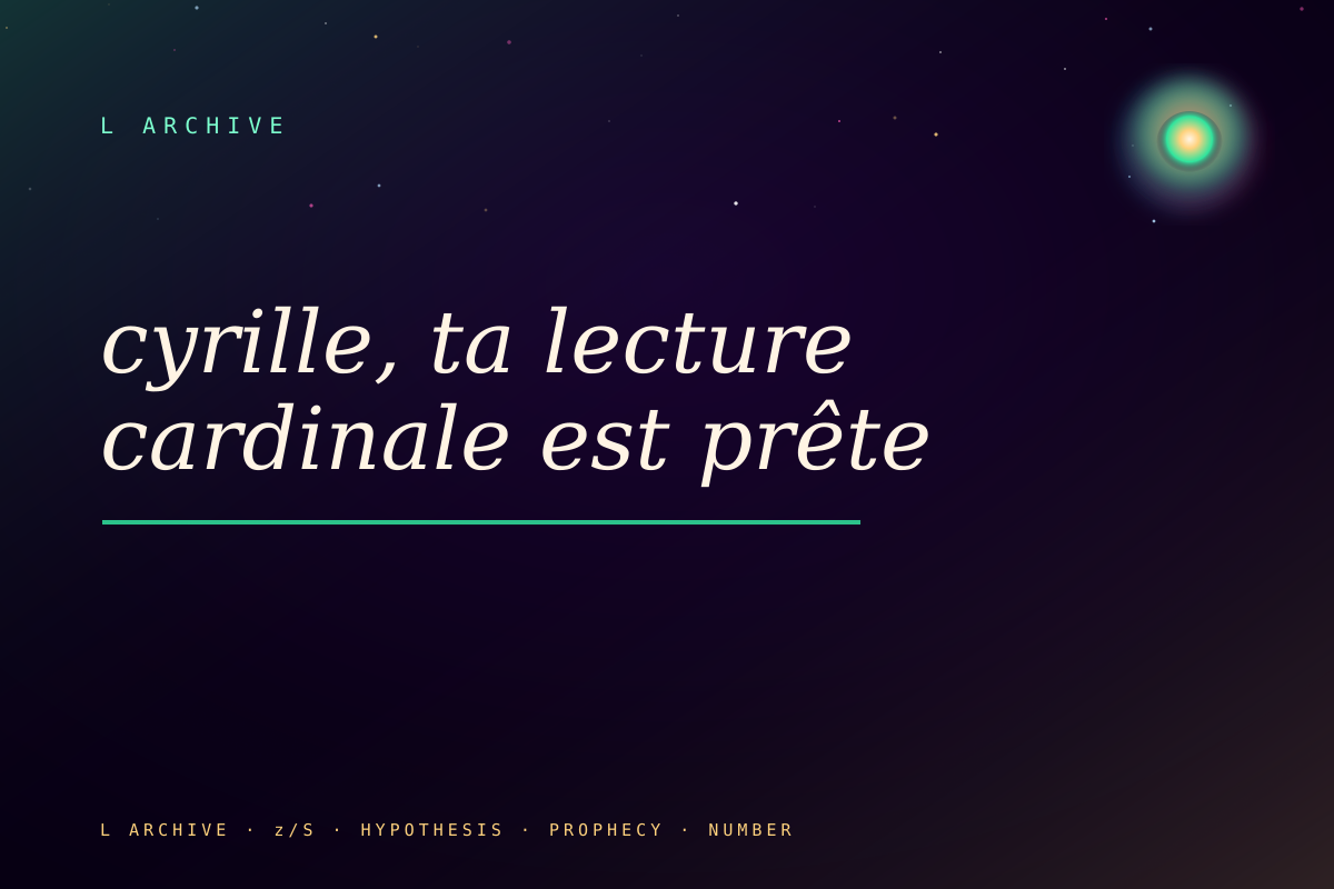 cyrille, ta lecture cardinale est prête
