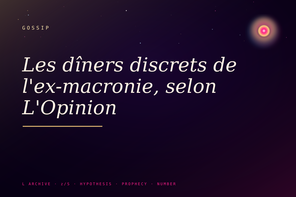 Les dîners discrets de l'ex-macronie, selon L'Opinion