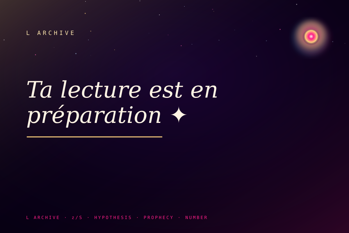 Ta lecture est en préparation ✦
