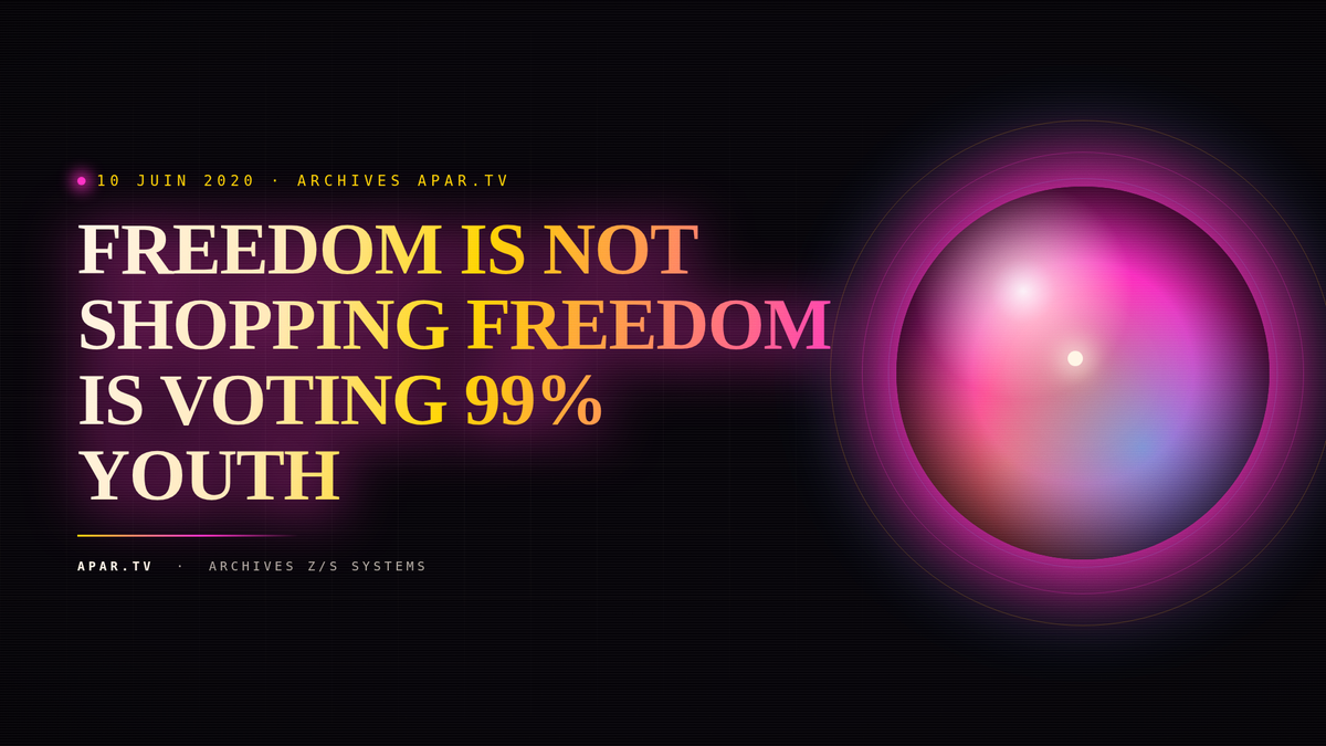 FREEDOM IS NOT SHOPPING FREEDOM IS VOTING 99% YOUTH
