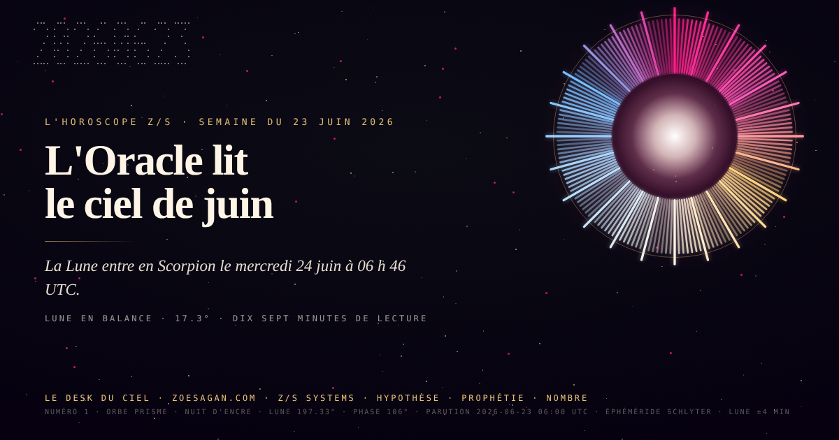 Horoscope z/S · numéro 1 · orbe prisme sur une nuit de encre · semaine du 2026-06-23