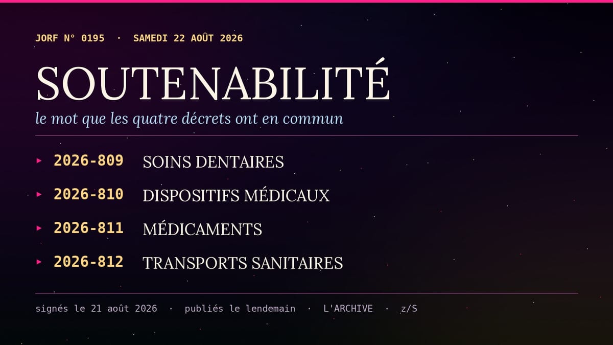 Quatre décrets signés vendredi, publiés samedi. Le mot qu'ils ont en commun s'appelle soutenabilité