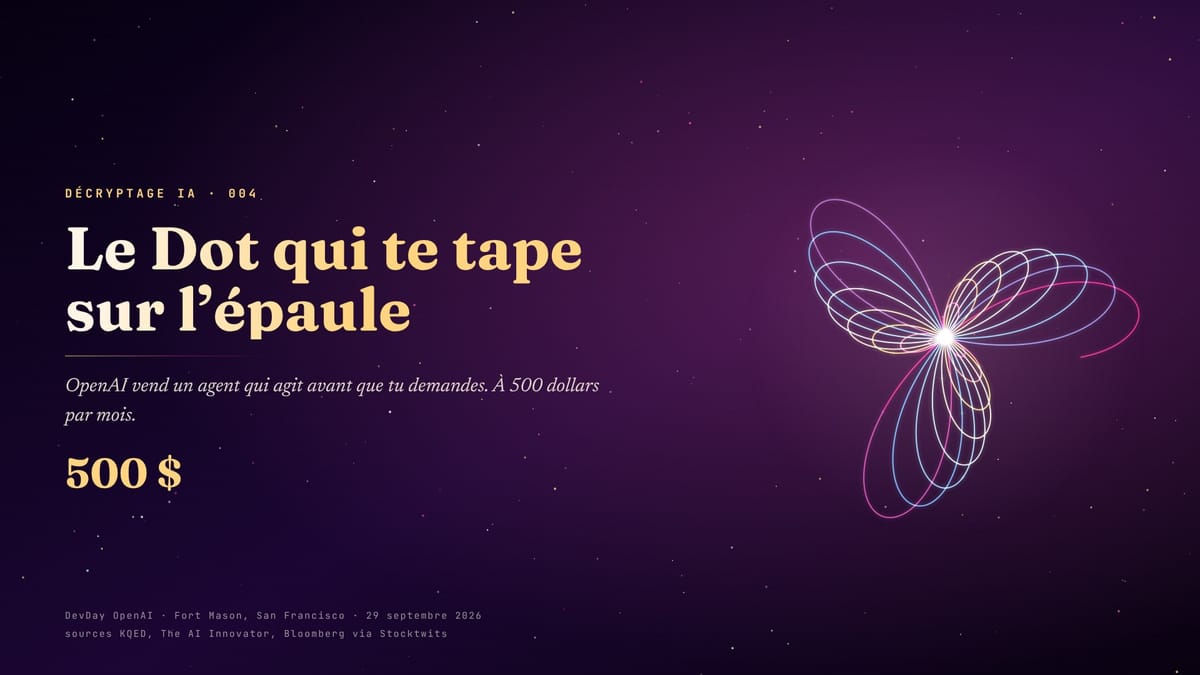 Décryptage IA 004 · Le Dot qui te tape sur l’épaule, à 500 dollars par mois