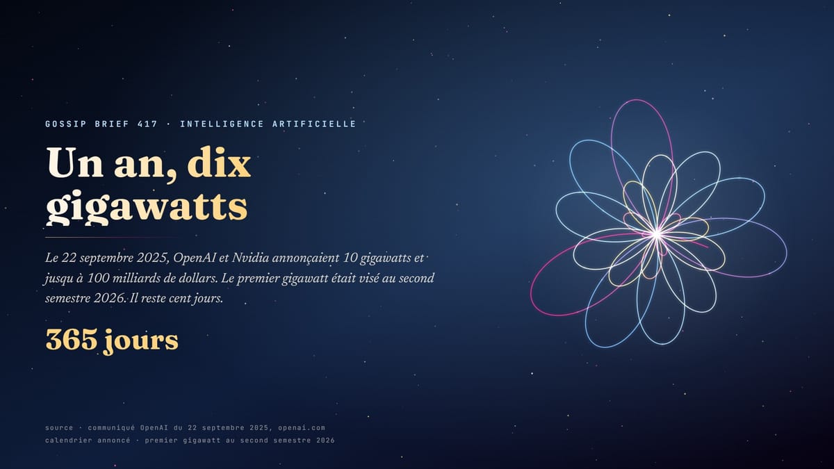 OpenAI et Nvidia, un an jour pour jour · dix gigawatts, et cent jours au compteur