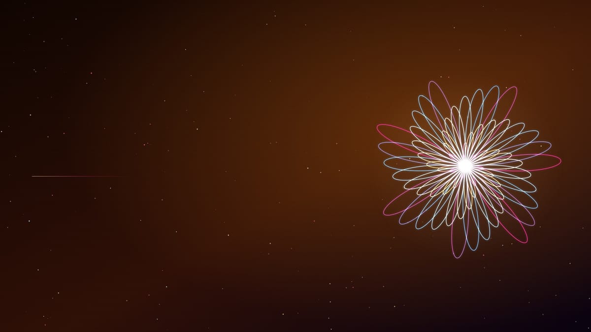 Ciel nocturne braise profond semé d’étoiles, traversé par une figure lumineuse calée sur la minute de publication, sans texte.