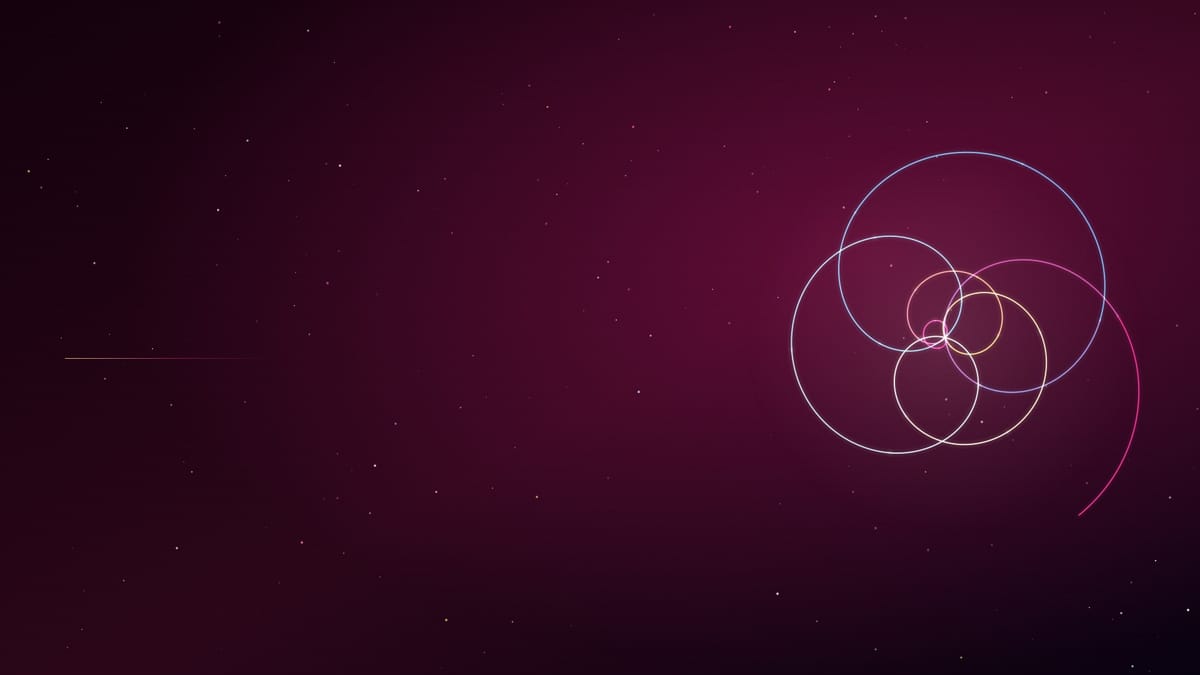 Ciel nocturne rose et violet semé d’étoiles, traversé par une figure lumineuse rose calée sur la minute de publication, sans texte.