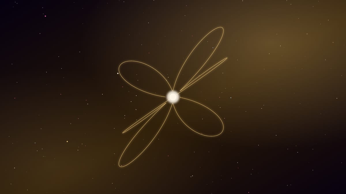 Ciel nocturne or et brun profond semé d’étoiles, traversé par une figure lumineuse dorée calée sur la minute de publication, sans texte.