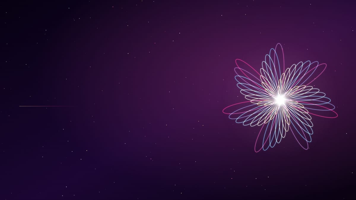 Ciel nocturne violet profond semé d’étoiles, traversé par une figure lumineuse calée sur la minute de publication, sans texte.