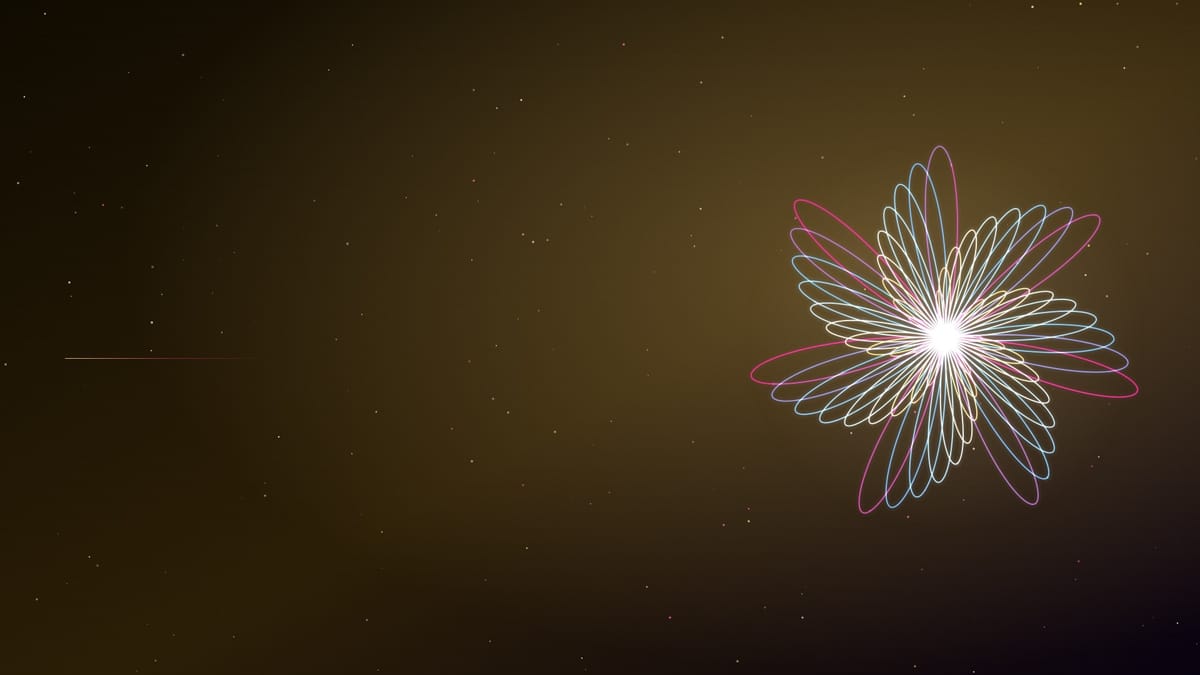 Ciel nocturne doré semé d’étoiles, traversé d’une figure de courbes lumineuses