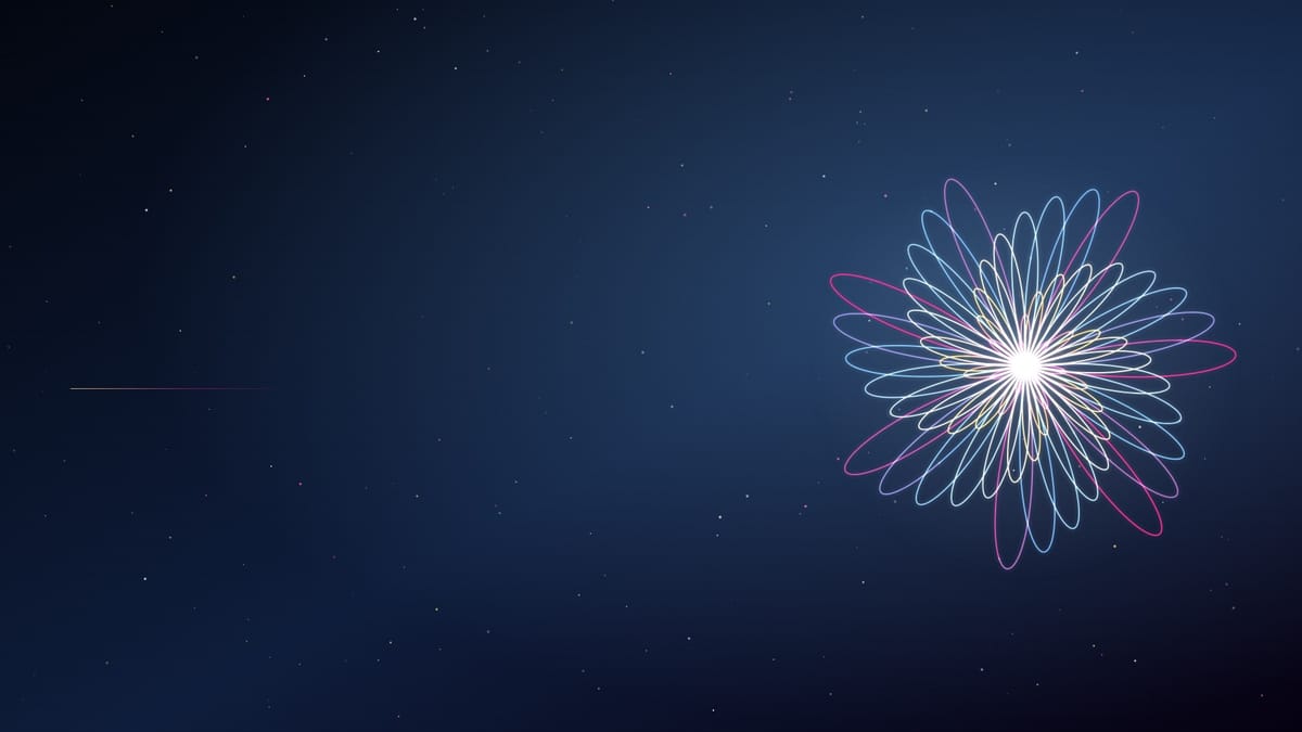 Ciel nocturne givre profond semé d’étoiles, traversé par une figure lumineuse calée sur la minute de publication, sans texte.