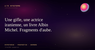 Une gifle, une actrice iranienne, un livre Albin Michel. Fragments d'aube.