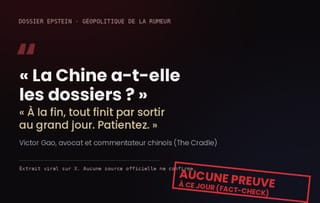 Les dossiers Epstein, la Chine, et l'art de l'insinuation