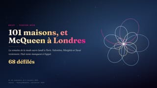 101 maisons à Paris, et McQueen à Londres