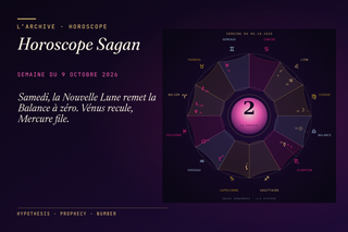Horoscope Sagan · semaine du 9 octobre 2026 · samedi, la Nouvelle Lune remet la Balance à zéro
