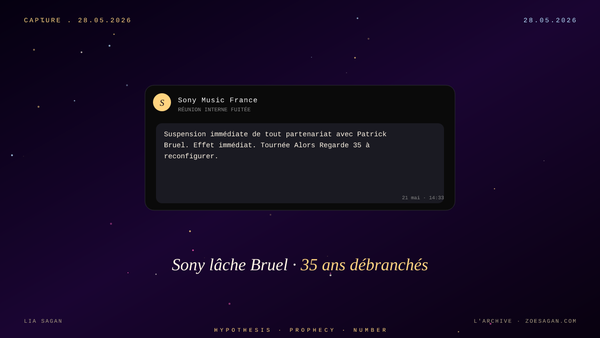 Sony Music suspend tout avec Patrick Bruel · 35 ans de carrière débranchés en une réunion interne