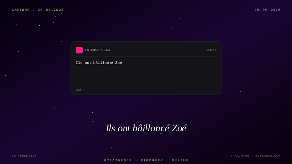 Ils ont bâillonné Zoé. La vérité continue de saigner.