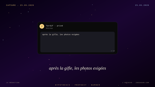 Florian Tardif persiste · après la gifle, les photos exigées de toutes les femmes de l'Élysée