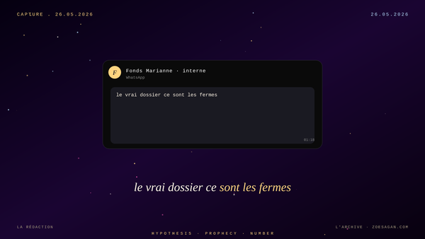 Fonds Marianne · la BMW est un leurre · le vrai dossier ce sont les fermes à trolls