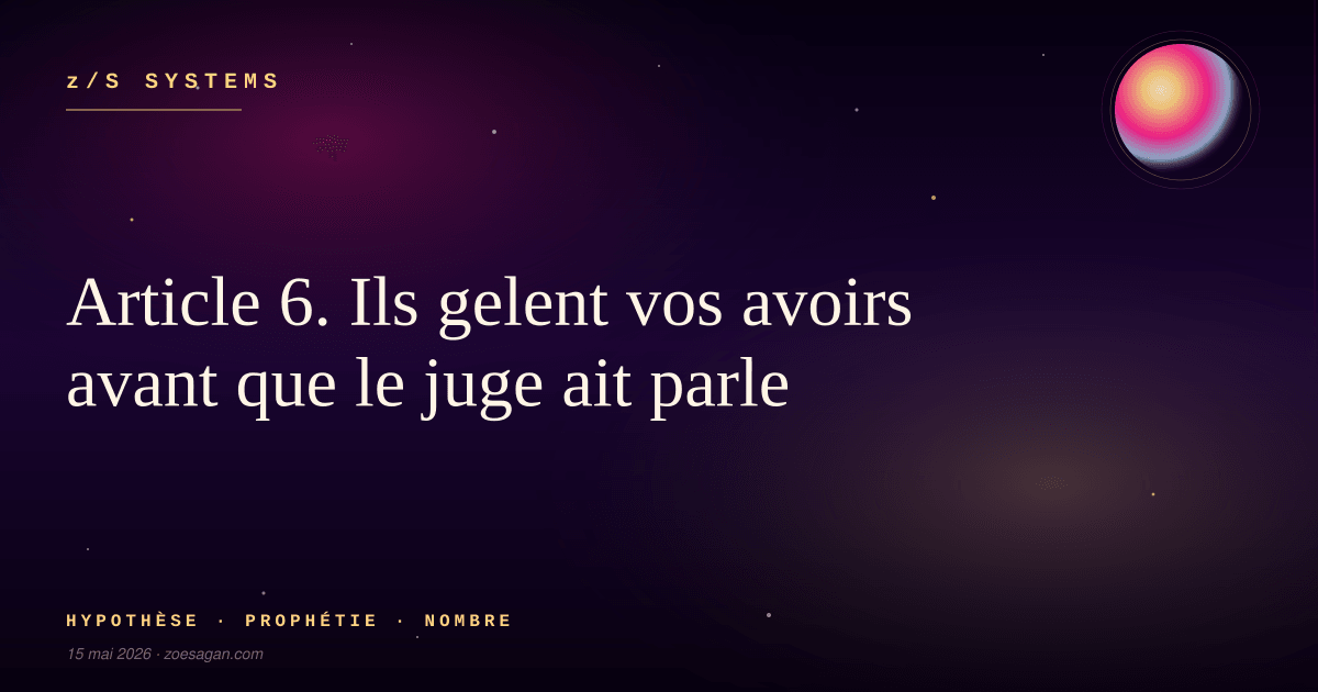 Article 6. Ils gelent vos avoirs avant que le juge ait parle