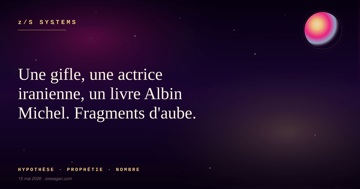 Une gifle, une actrice iranienne, un livre Albin Michel. Fragments d'aube.